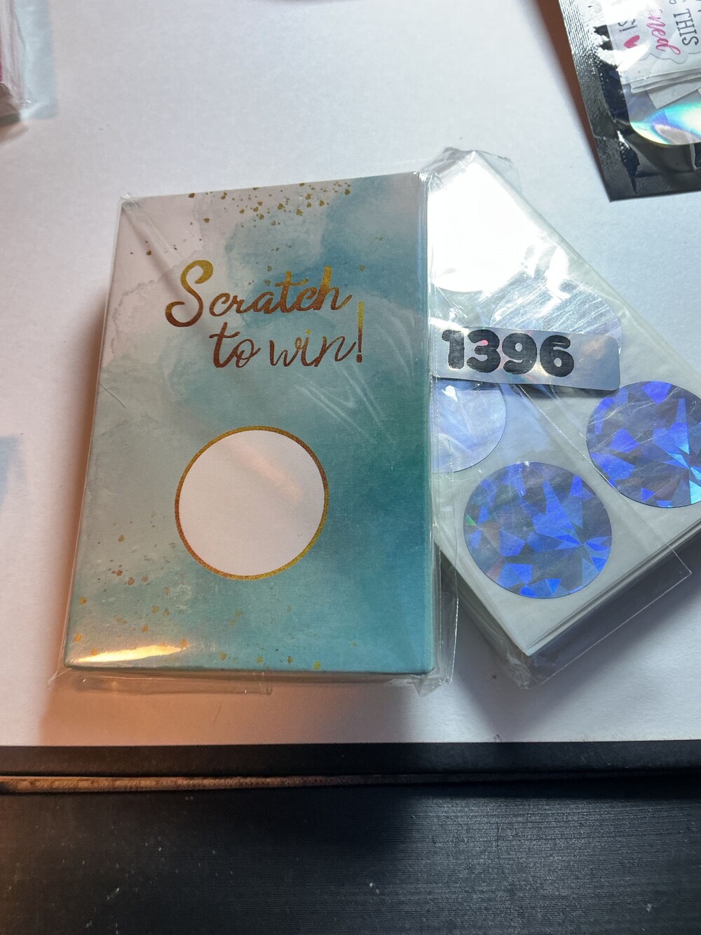 ★ 25 Blue Gold Scratch to Win Cards + Holographic Scratch Stickers